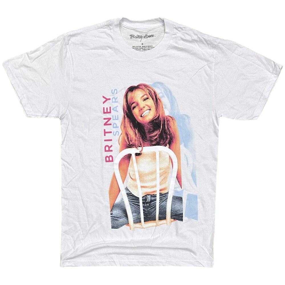 Britney Spears Men's Official Merch Vintage Faded Graphic Tee T-Shirt in White